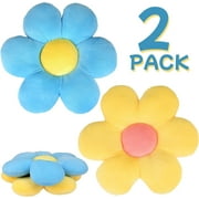 2 Pack Flower Pillows, 16 in Cute and Comfortable Floor Cushions Soft Fun Plant Throw Pillows Preppy Aesthetic Room Decor for Couch Sofa Chair