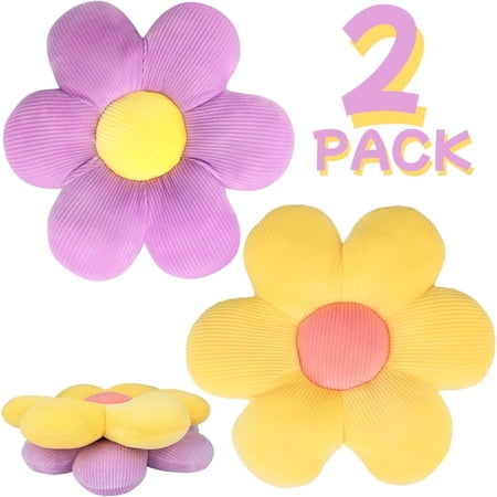 2 Pack Flower Pillows, 16 inch Comfortable Floor Cushions Soft Plant Throw Pillows for Couch Sofa Chair Room Decorations price history and forecast - QKURT