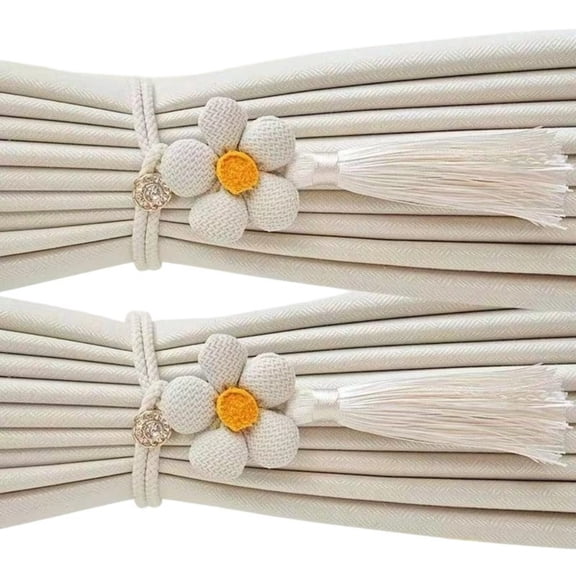 2 Pack Flower Tassels Curtain Holders Braided Rope Drape Tie Backs For Elegant Window Decoration And Interior Styling