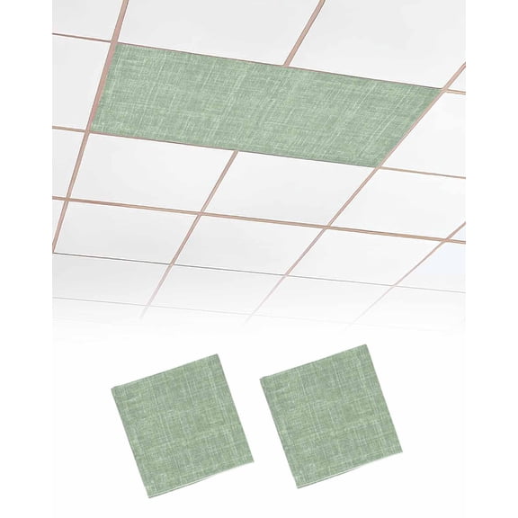 2 Pack Fluorescent Light Cover for Ceiling Lights, Sage Green Magnetic Classroom Light Filters 4x2 Feet, Farmhouse Vintage Green Solid Color Modern Decorative Ceiling Shade Panel for Office