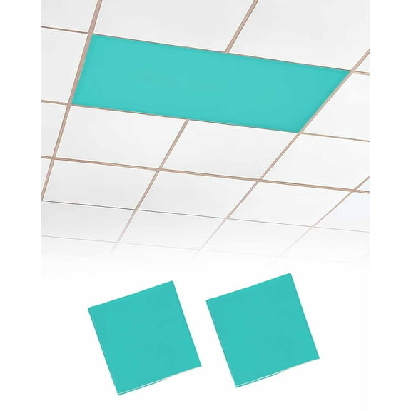 2 Pack Fluorescent Light Covers For Classroom Aqua Green Solid Color Magnetic Light Covers For Fluorescent Light Shade, Light Filters, For Home, Office, Hospital, Decoration