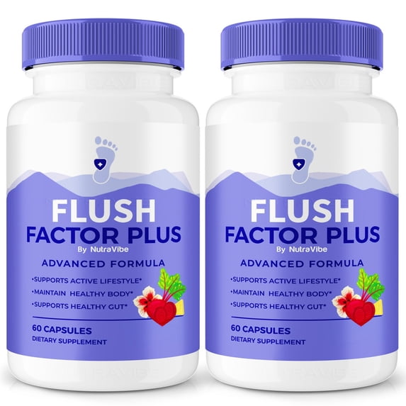 (2 Pack) Flush Factor Plus Capsules, Maximum Strength Formula for Strength and Mobility, All Natural Supplement to Support Overall Health, Official Flush Factor+ Detox Reviews (120 Capsules)