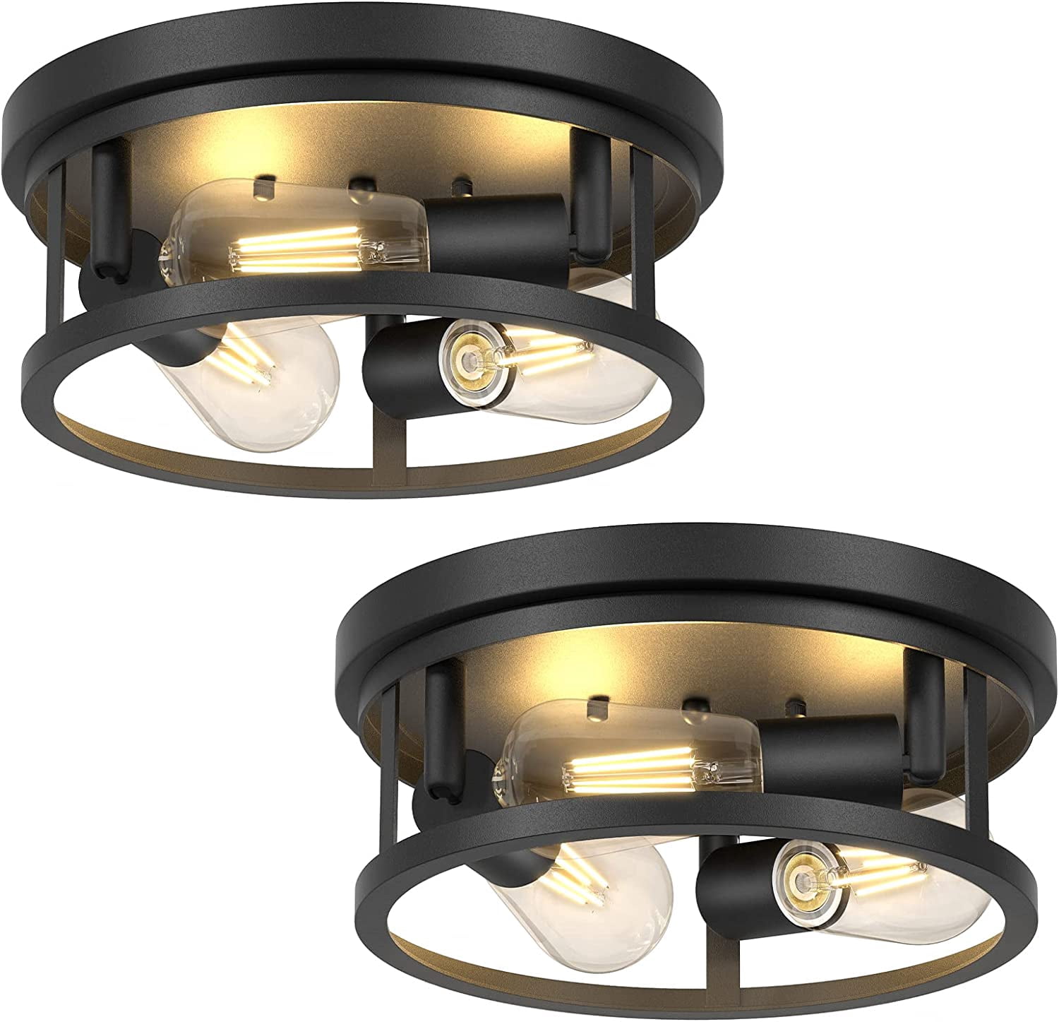 2 Pack Flush Mount Ceiling Light 3-Light Rustic Farmhouse Light ...