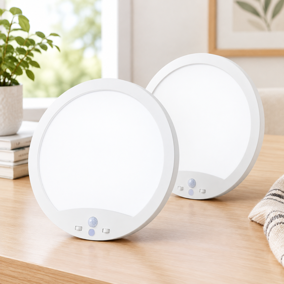 2 Pack Flush Mount LED Ceiling Lights with Adjustable Color Temperature and Motion Sensor for Indoor Spaces