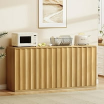 2 Pack Fluted Sideboard Buffet Cabinet with Storage, 31.5" Modern Kitchen Cabinets with Doors, Coffee Bar Buffet Cabinet for Kitchen, Entryway Cabinets for Living Room, Natural