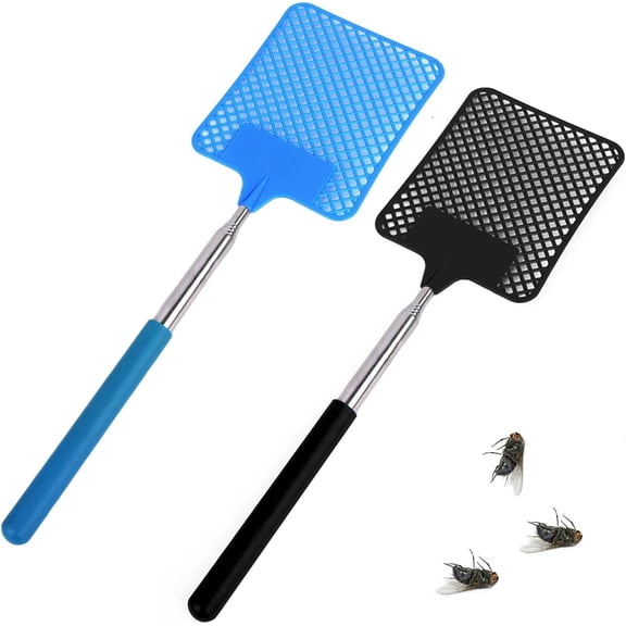 2 Pack Fly Swatter, Extendable Fly Swatters, Manual Fly Swat Pest Control For Indoor Outdoor Mosquito Wasp Bug Insect, Black