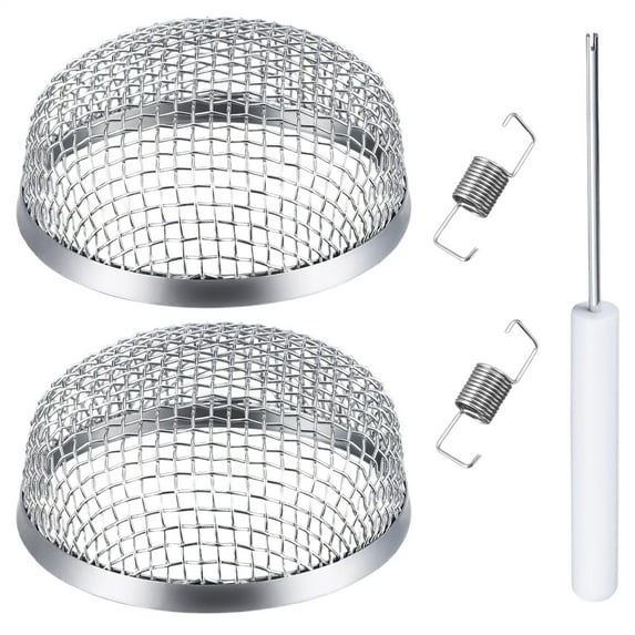 2 Pack Flying Insect Screen RV Furnace Vent Screen RV Water Heater Vent Cover 2.8 Inch Stainless Steel Mesh with 1 Installation Tool, 2 Flying Sieves, 2 Spring Hooks,Silver,2.8"