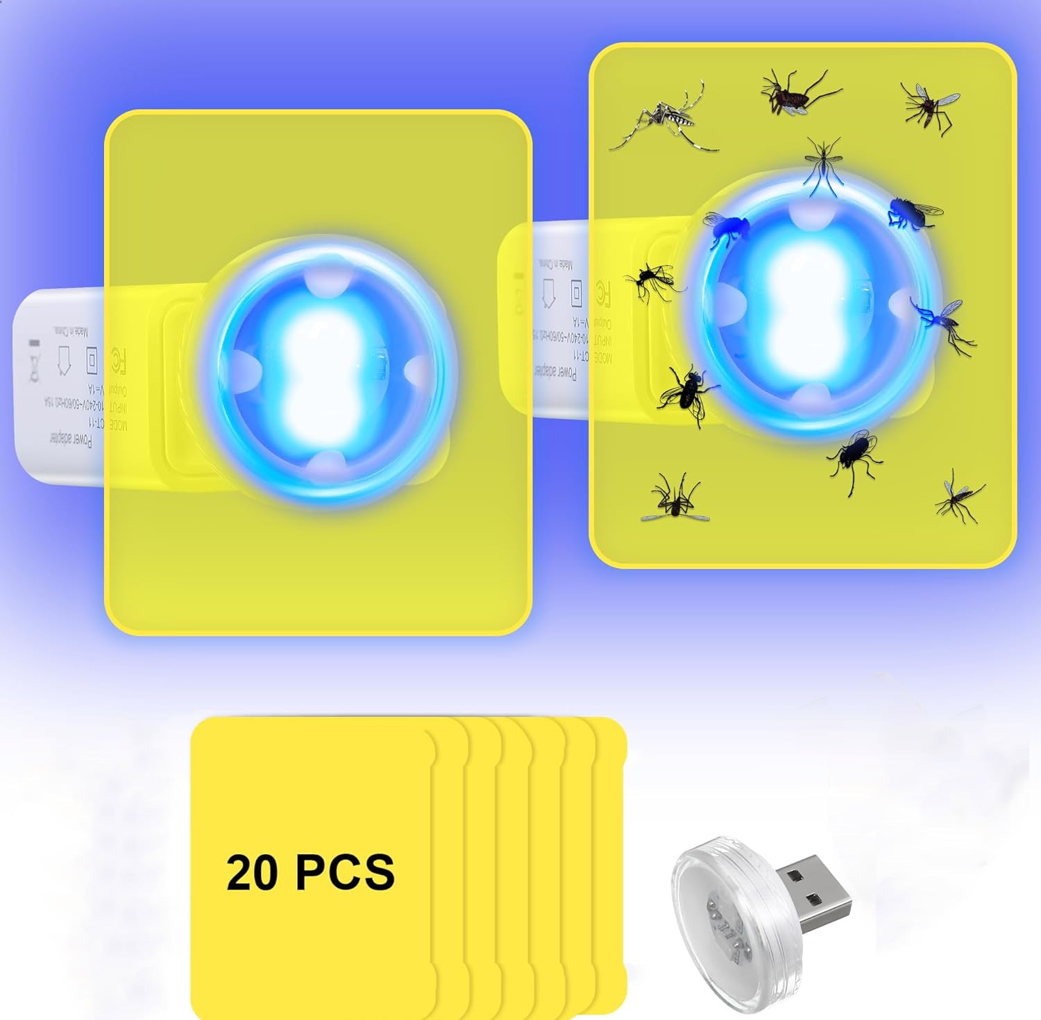 2 Pack Flying Insect Trap Plug in, Bug Catcher Mosquito Fruit Fly Trap Gnat Killer Indoor with