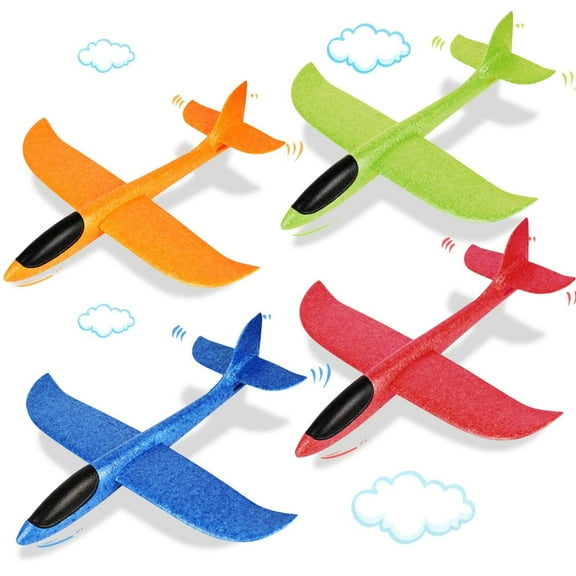 2 Pack Foam Airplanes Toys for Kids, 17.5" Large Throwing Glider Airplane with 2 Flight Mode, Flying Styrofoam Plane, Outdoor Sports Toys for 3-12 Years Old and Adults, Camouflage Color