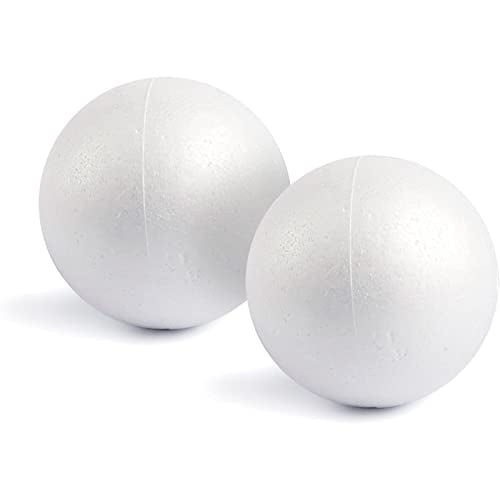 2 Pack Foam Balls for Crafts, 6-Inch Round White Polystyrene Spheres for DIY Projects, Ornaments, School Modeling, Drawing