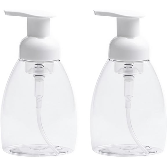 2-Pack Foaming Soap Dispenser Pump Bottles,Foam Hand with Refillable Plastic Container for Shampoo Bathroom & Kitchen-Clear,8 oz(250ml)