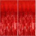 thumbnail image 1 of 2 Pack Foil Curtain Backdrop Red Metallic Tinsel Foil Fringe Curtains Photo Booth Props for Birthday Wedding Engagement Baby Shower Bachelorette Christmas Holiday Celebration Party Decorations, 1 of 15