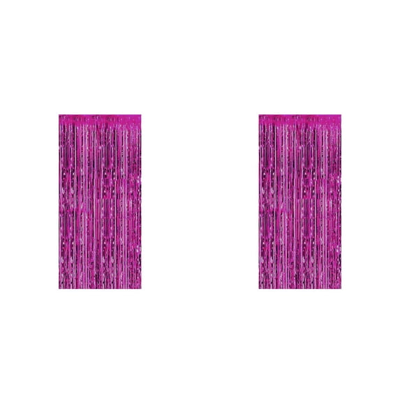 2 Pack Foil Fringe Curtain Backdrop - 3.28x6.56 Ft Metallic Tinsel Photo Booth Background for Wedding Birthday, Graduation Christmas Holiday Party Wall Decor
