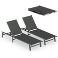 thumbnail image 1 of 2-Pack Foldable Aluminum Patio Chaise Lounge, 5-Position Pool Chair, Gray, 1 of 8