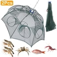 thumbnail image 1 of 2 Pack Foldable Bait Trap Fishing Net 8 Hole Portable Minnow Bait Net Trap with Nylon Mesh Steel Frame for Catching Live Bait Fish Crawfish Shrimp, 1 of 10