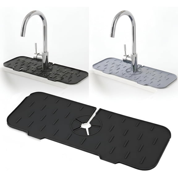 2 Pack Foldable Faucet Sink Splash Guard Mat Anti-Splash, Leak-Proof Sink Splash Guard with Direct Drainage | Adjustable Fit for Kitchen, Bathroom, RV & Laundry Use