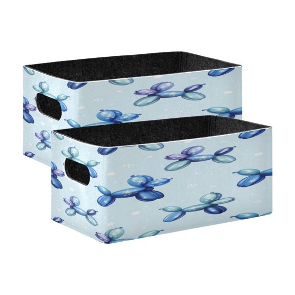 2 Pack Foldable Felt Storage Cubes 10.1×6.3×4.7in Open Home Storage Bins for Organizing Shelf, Blue Balloon Printed