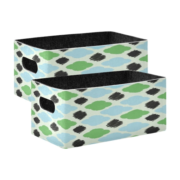 2 Pack Foldable Felt Storage Cubes 10.1×6.3×4.7in Open Home Storage Bins for Organizing Shelf, Mint Clover Brush Printed