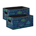 thumbnail image 1 of 2 Pack Foldable Felt Storage Cubes 10.1×6.3×4.7in Open Home Storage Bins for Organizing Shelf, Neon Plume Printed, 1 of 6