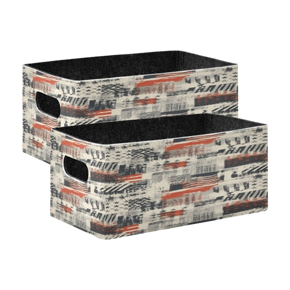 2 Pack Foldable Felt Storage Cubes 10.1×6.3×4.7in Open Home Storage Bins for Organizing Shelf, Retro Stripe Printed