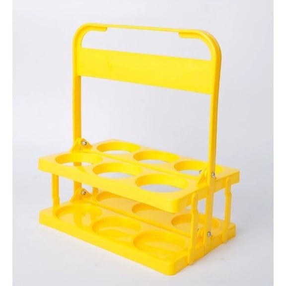 2-Pack Foldable Plastic Drink Carrier, Portable 6-Bottle Beer Wine Tote Basket, Collapsible Picnic Grocery Caddy for Camping Tailgate Party, Stackable Space-Saving Storage