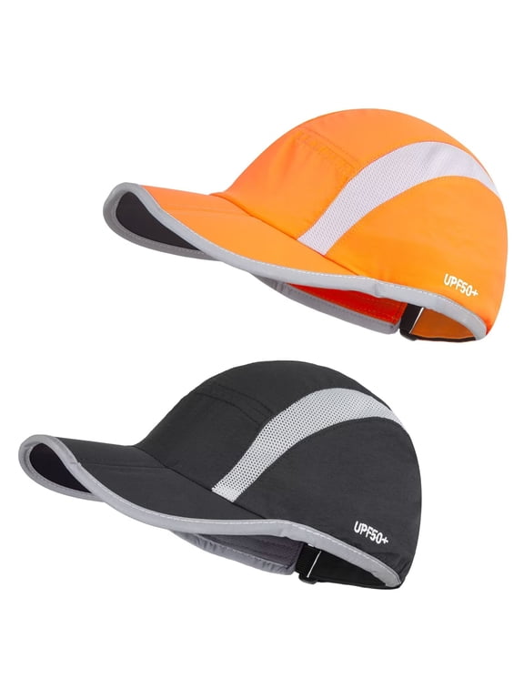 2 Pack Foldable Sports Hat with UPF 50+ Sun Protection Baseball Cap for Men Women Running Cap Quick Dry Portable Hat