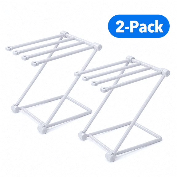 2 Pack Foldable Towel Rack, Portable Countertop Drying Stand with Multiple Bars for Towels Dish Cloths Cups Kitchen Utensils, Collapsible Space Saving Design for Easy Storage and Carrying