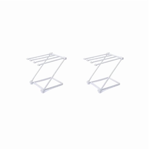 2 Pack Foldable Towel Rack, Portable Countertop Drying Rack with Multiple Bars, Space Saving Laundry Rack for Towels, Clothes and Kitchen Use