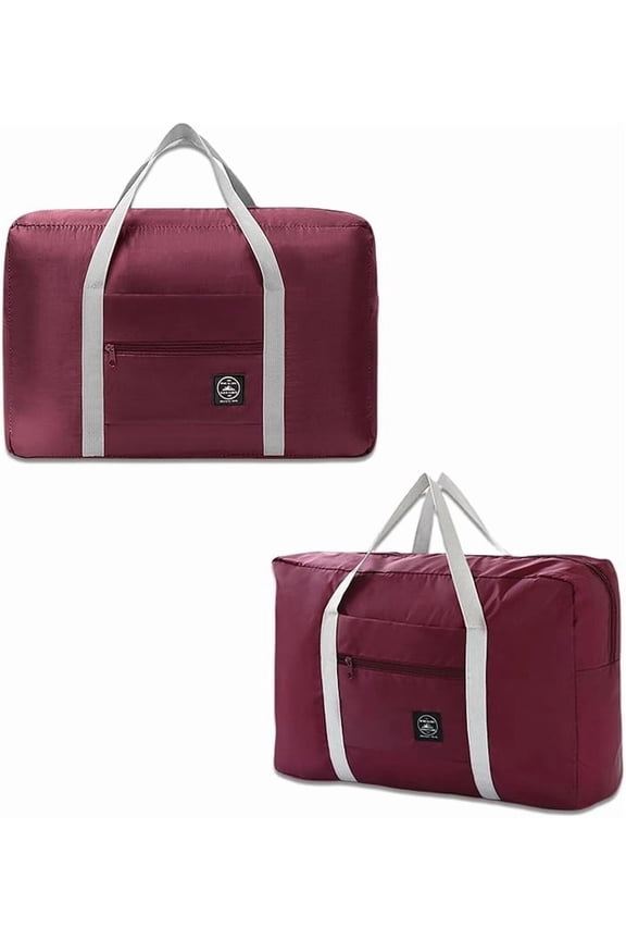 2 Pack Foldable Travel Duffel Bag with Trolley Sleeve, Lightweight Collapsible Luggage Bags for Traveling, Folding Over Night Bag, Carry on Weekender Bags for Women Men Clearance (Blue)