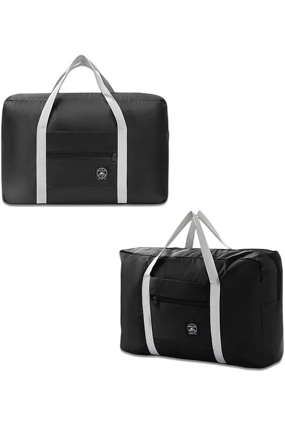 2 Pack Foldable Travel Duffel Bag with Trolley Sleeve, Lightweight Collapsible Luggage Bags for Traveling, Folding Over Night Bag, Carry on Weekender Bags for Women Men Clearance (Blue)