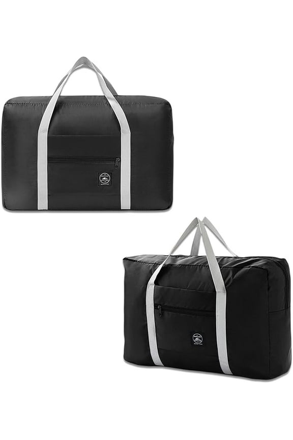 2 Pack Foldable Travel Duffel Bag with Trolley Sleeve, Lightweight Collapsible Luggage Bags for Traveling, Folding Over Night Bag, Carry on Weekender Bags for Women Men Clearance (Blue)