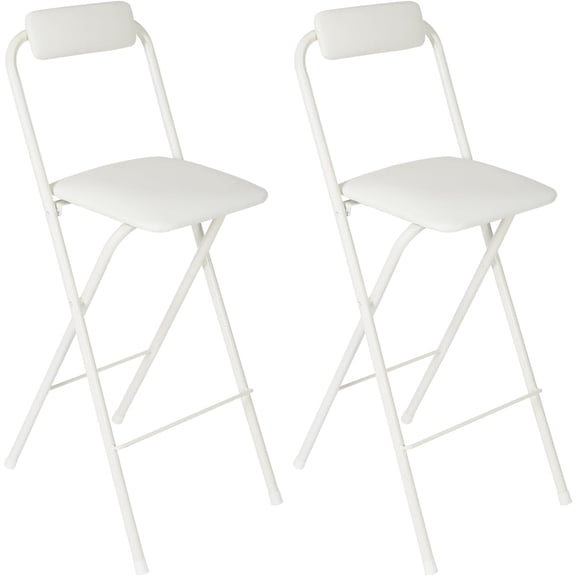 2-Pack Folding Bar Stool with Backrest, 27.56 in Seat Height, Counter Height Foldable Chair for Kitchen Island, Cafe, or Shop (White)