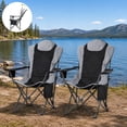 thumbnail image 1 of 2 Pack Folding Camping Chairs, Heavy Duty Portable Outdoor Chairs for Adults, Adjustable Angled Backrest, Supports Up to 350lbs, with Carry Bag, 1 of 9