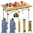 2 Pack Folding Camping Table Aluminum Portable Roll up Picnic Table