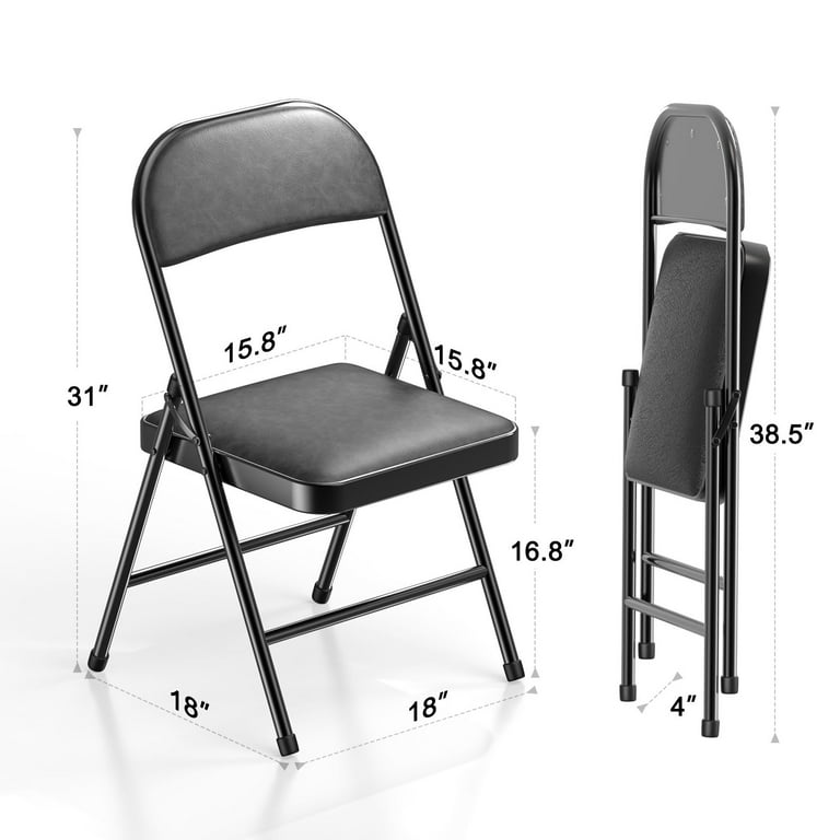 2 Pack Folding Chairs with Padded Cushion and Back Metal Chairs