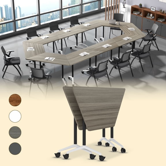 2 Pack Folding Conference Table,Conference Room Tables with Wheels, 47.2IN Modular Meeting Table, Flip Top Mobile Training Table for Offices and Schools