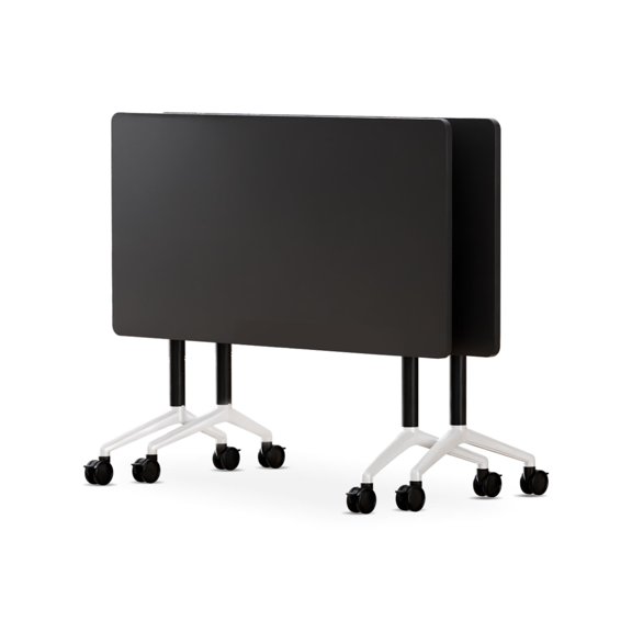 2 Pack Folding Conference Tables with Wheels,47.2in Flip Top Modular Conference Table,Space-Saving Training Table for Office Classroom Seminar(Black)