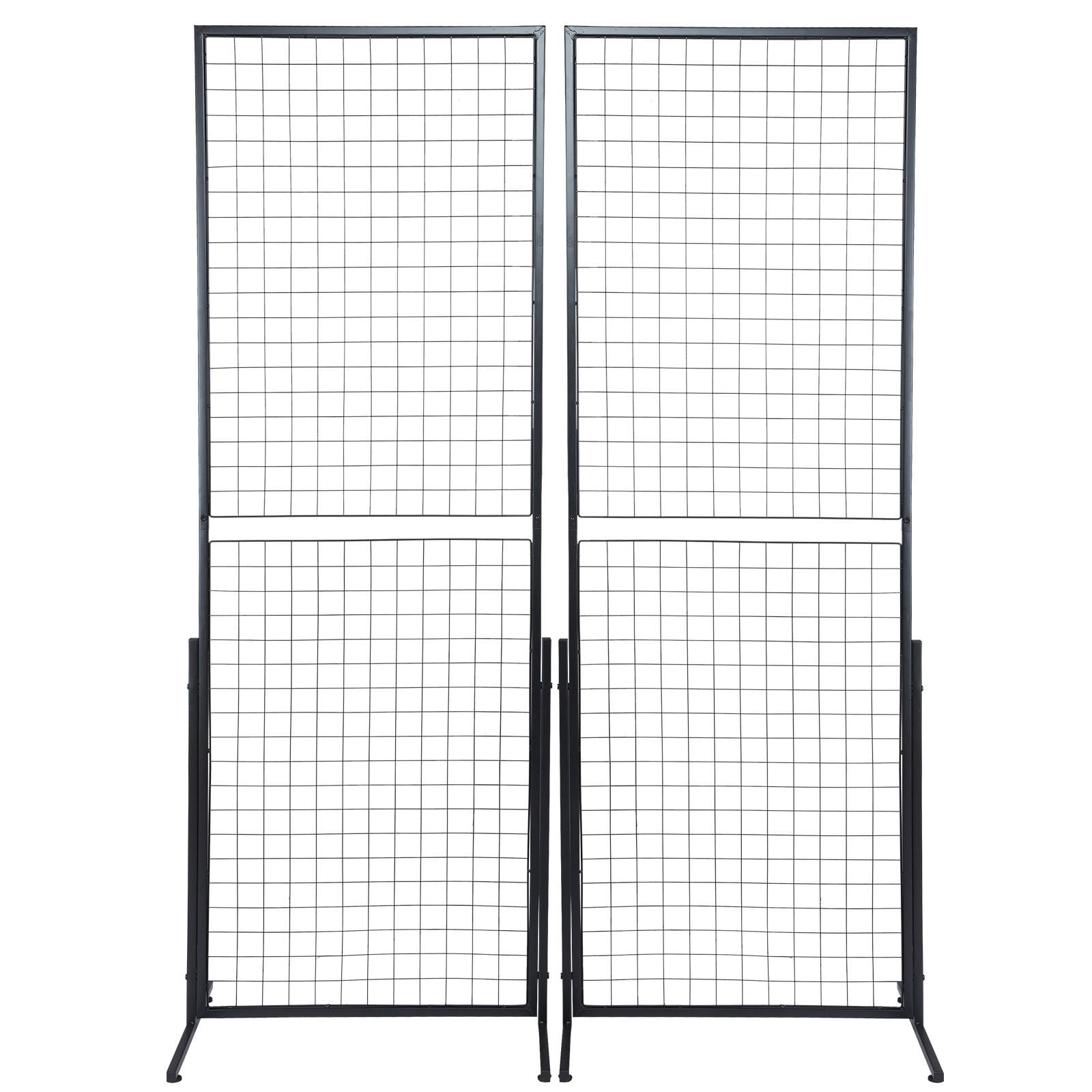 2 Pack Folding Gridwall Panel Display Towers 24.29×67.56 Inch, Freestanding Wire Grid Display Rack Holds up to 60 LBS, with Assorted Hooks & Clips for Retail Craft Fair Home Decor Organizer