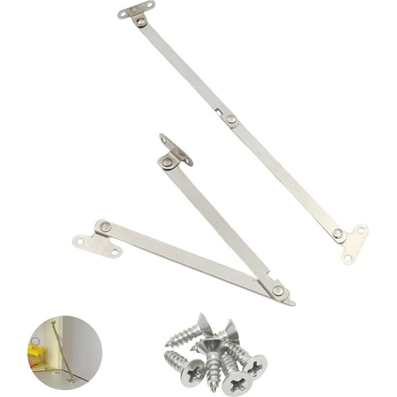 2 Pack Folding Lid Support Hinge Drop Lids Stay Replacement Bracket Rod Mechanism Hardware for Cupboard Cabinet Door Drop Front Desk Toy Box Trunk Chest Case Antique Furniture