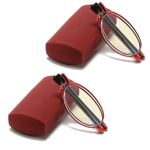 2 Pack Folding Presbyopic Glasses Blue Light Blocking Reading Glasses Pocket Readers With Box
