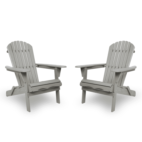 2 Pack Folding Solid Hemlock Wood Adirondack Chairs, Embossed Grain Outdoor Patio Lounge Chairs for Garden Backyard Pool
