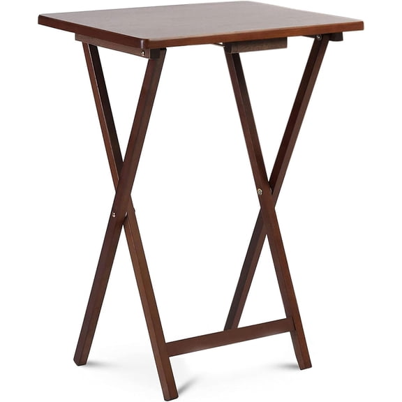 2-Pack Folding TV Tray & Table, Multifunctional Foldable Set for Eating, Honey Oak