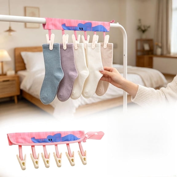 2-Pack Folding Travel Hanger Rack, Portable Foldable Clothes Hanger with 360° Rotatable Hook, Small Folding Underwear Hangers for Socks, Towels, Clothes - Travel Drying Rack (Pink)