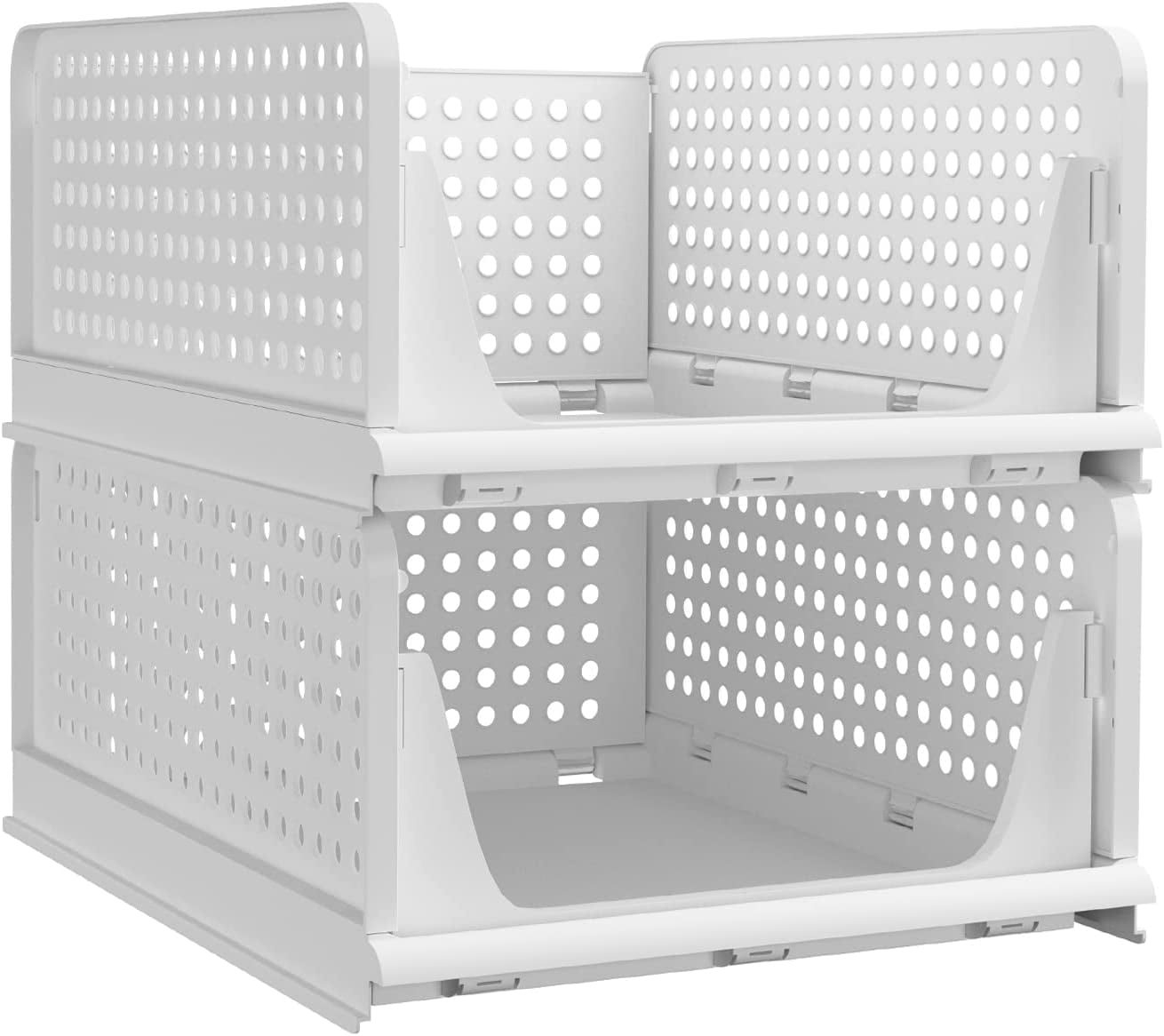 Dropship 4 Packs Plastic Storage Box Closet Organizer Foldable Storage Bin  Stackable Drawer With Slide Rail Push-Pull Storage Basket For Living Room  Bedroom Wardrobe White to Sell Online at a Lower Price