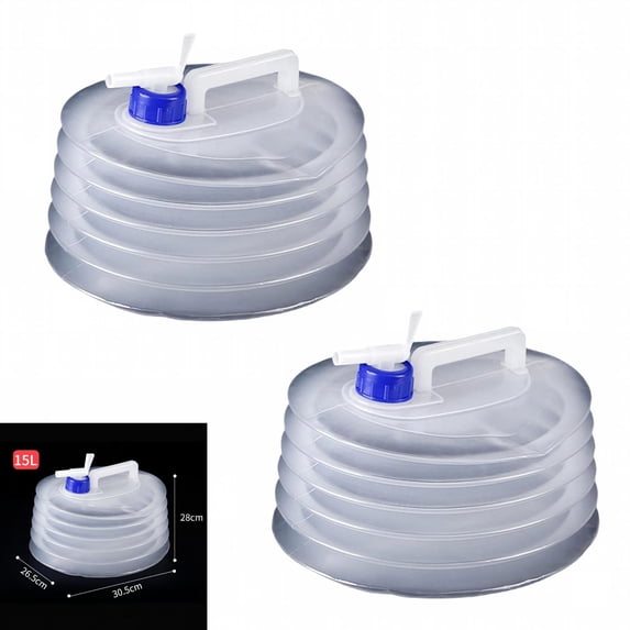 2 Pack Folding Water Storage Tank 169/338/507oz with Spigot for Camping Travel, Collapsible Portable Water Container for Car Outdoor Hiking