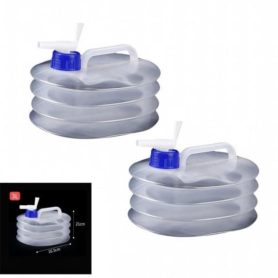 2 Pack Folding Water Storage Tank 169/338/507oz with Spigot for Camping Travel, Collapsible Portable Water Container for Car Outdoor Hiking
