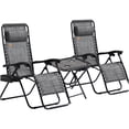 thumbnail image 1 of 2 Pack Folding Zero Gravity Chairs with Side Table, Outdoor Recliners with Cup Holders and Pillows for Patio, Lawn, Poolside and Beach, Gray Steel Frame, 1 of 10