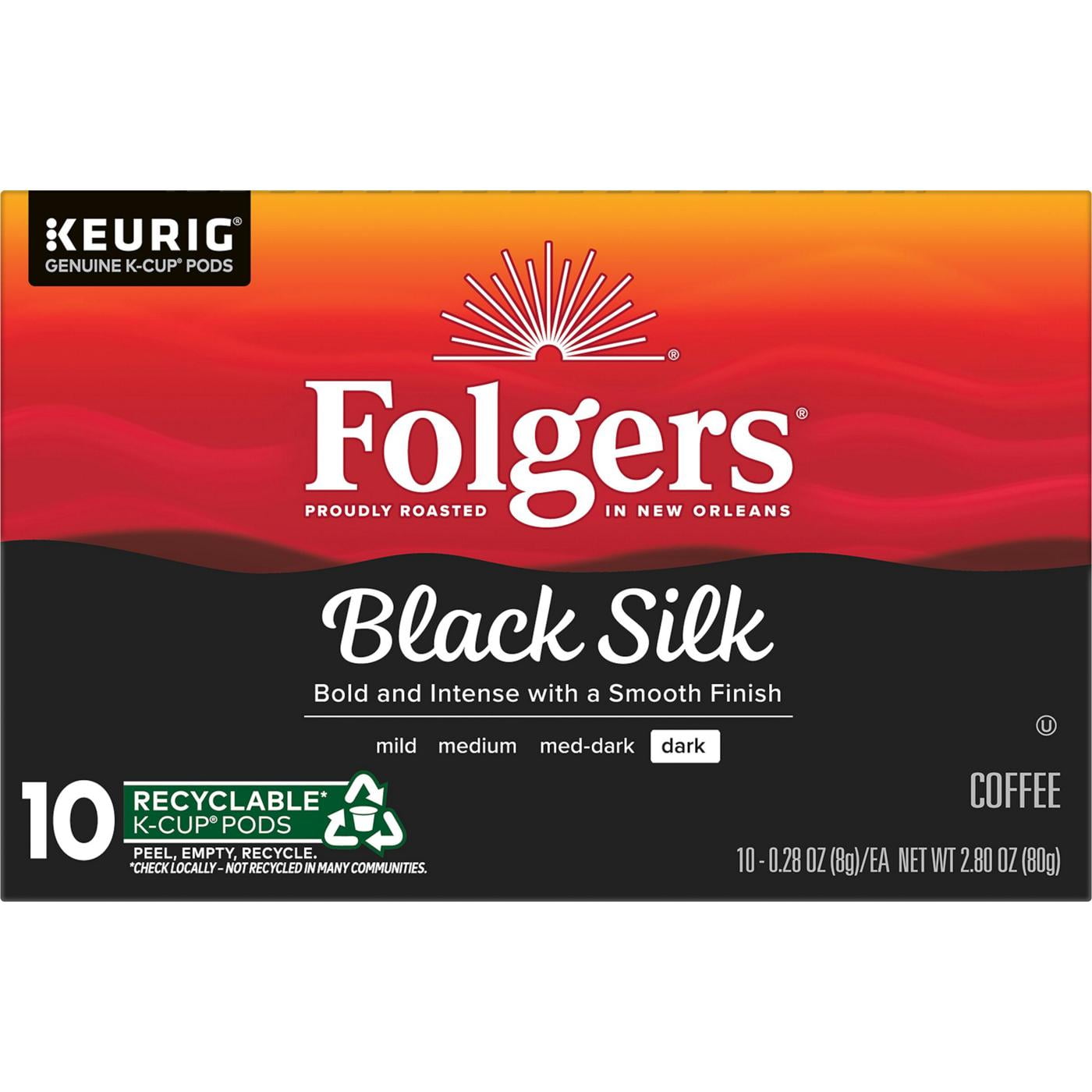 2 Pack Folgers Black Silk Dark Roast Single Serve Coffee K Cups