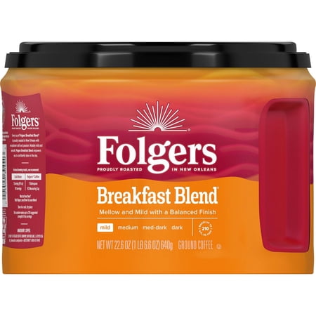 2 Pack Folgers Breakfast Blend Mild Roast Ground Coffee