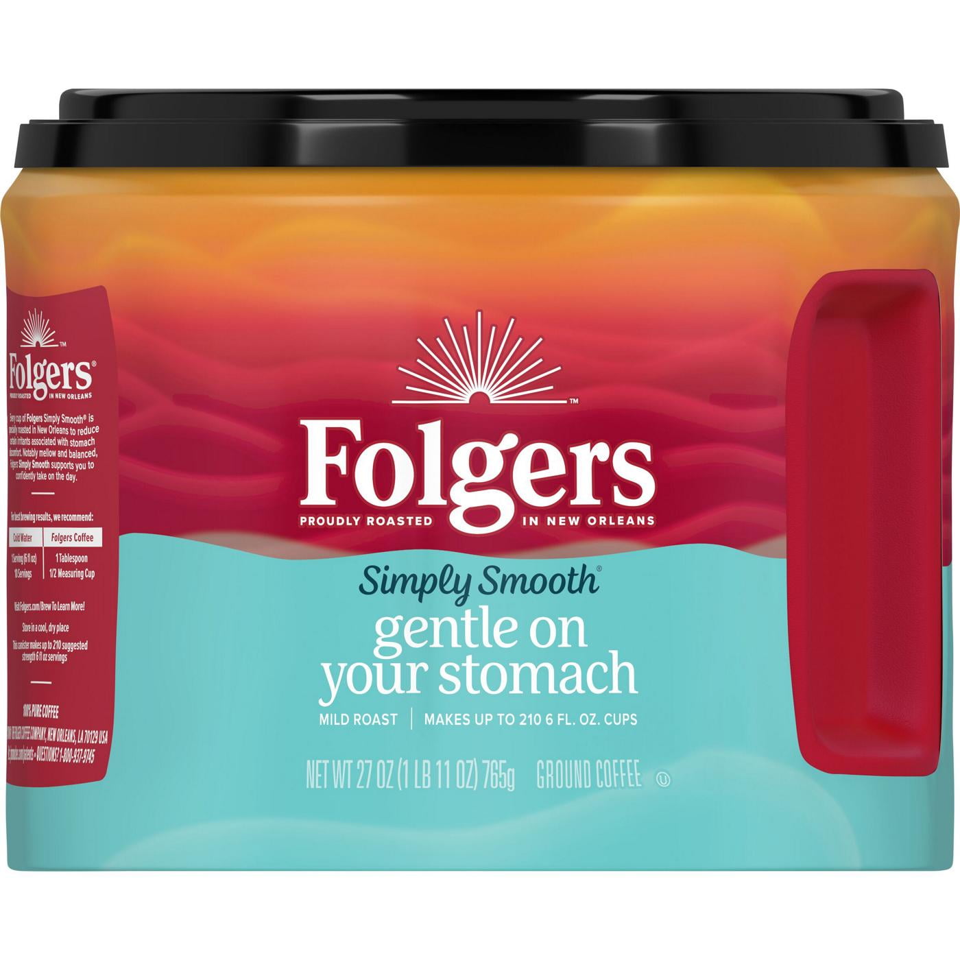 2 Pack Folgers Simply Smooth Mild Roast Ground Coffee